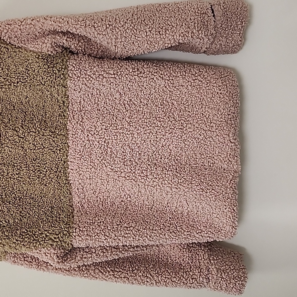 ForLove And Lemons Patchwork Sherpa Full Zip Colorblock Jacket Pink Beige SZ XS - Picture 15 of 17